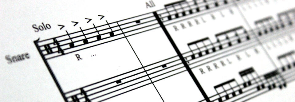Free drumline sheet music image A close image of free drumline sheet music